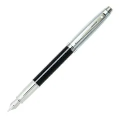 Sheaffer 100 Fountain Pen Glossy Black with Brushed Chrome Cap